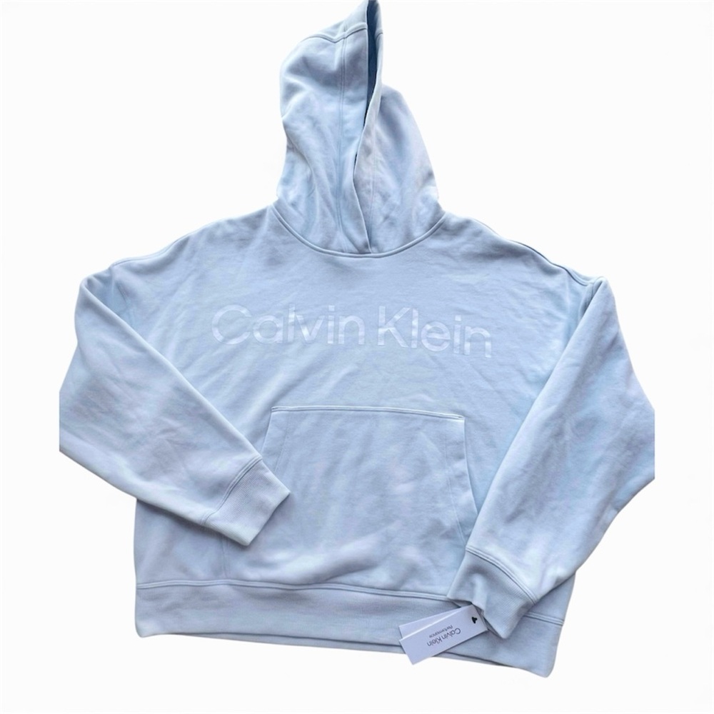 Calvin Klein Metallic Logo Cropped Hooded Women's Sweatshirt NWT Size M